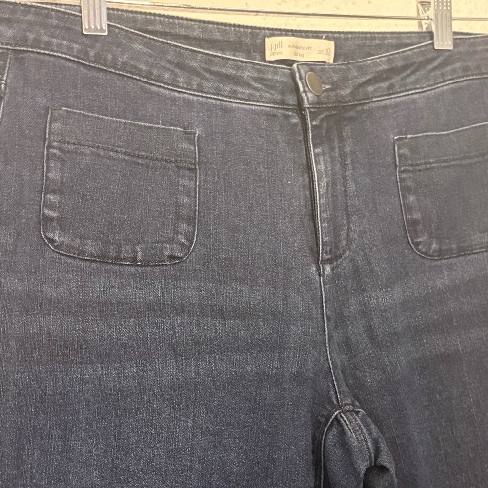 J. Jill Denim Athletic Fit Full Leg  Patch Pockets Dark Wash Jeans Size 10 - Picture 4 of 5